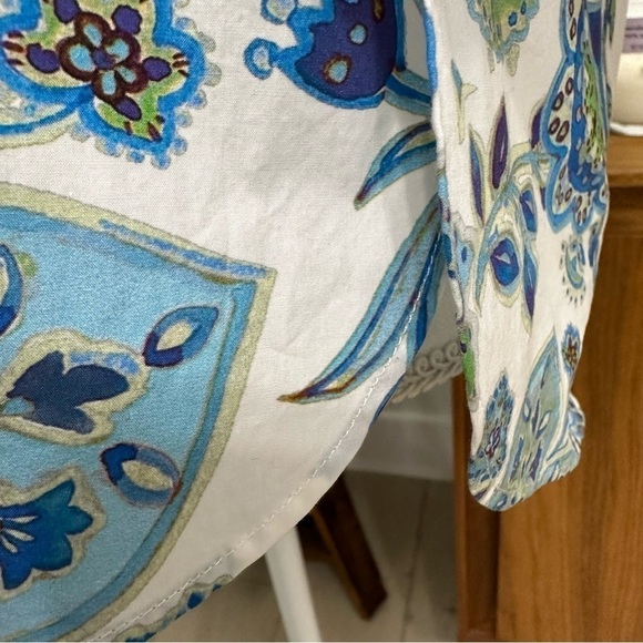 Caliban Blue and White Printed Blouse 3/4 Sleeve Size 40 eur 4 US - Picture 4 of 9